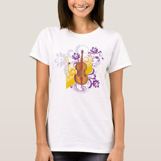 Viool bloemenwerveling t-shirt (Voorkant)