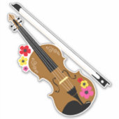 Viool en Bloemen, violist Sticker (Voorkant)