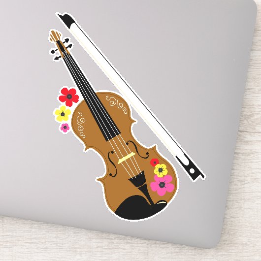 Viool en Bloemen, violist Sticker (Detail)