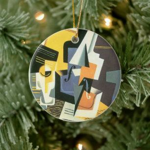 Viool en glas door Juan Gris, Vintage Cubisme Keramisch Ornament