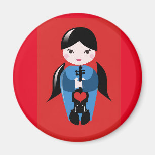 Viool Gift voor Meisje-Magnet-Viool Hart Meisje Magneet