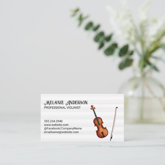 Viool Instrument | Bladmuziek Visitekaartje (Staand voorkant)