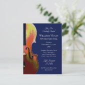 Viool Klassieke Muziek Overweging Blauwe Uitnodigi Uitnodiging Briefkaart (Staand voorkant)