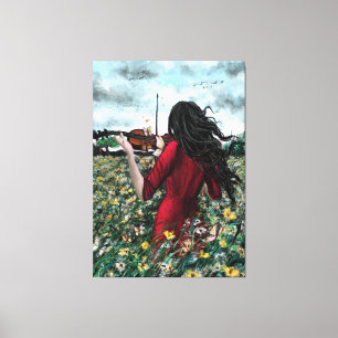 Viool Lady Canvas Zomersonate Afdruk