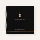 Viool leraar Stijlvol Script Muziek Goud Zwart Notitieboek (Voorkant)