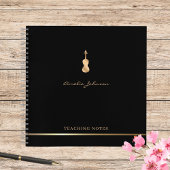 Viool leraar Stijlvol Script Muziek Goud Zwart Notitieboek