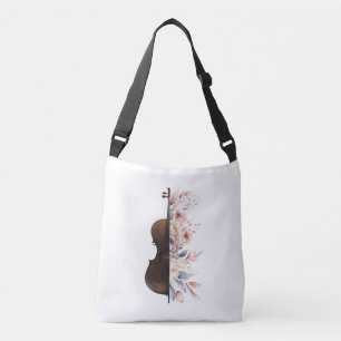 Viool met bloemen. crossbody tas