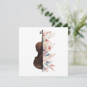 Viool met bloemen. feestdagenkaart (Staand voorkant)