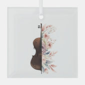 Viool met bloemen. glas ornament (Voorkant)