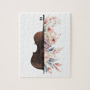 Viool met bloemen. legpuzzel