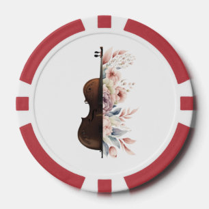 Viool met bloemen. poker chips