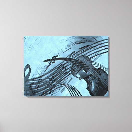 Viool Muziek Design in Lichtblauw Canvas Afdruk (Voorkant)