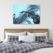 Viool Muziek Design in Lichtblauw Canvas Afdruk (Insitu (Slaapkamer))