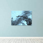Viool Muziek Design in Lichtblauw Canvas Afdruk (Insitu (Houten vloer))