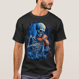 Viool Muziek Liefhebber Skelet Spelen Viool Cello  T-shirt