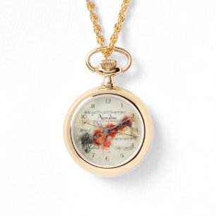 Viool Muzieknoten Gepersonaliseerd Ketting Horloge