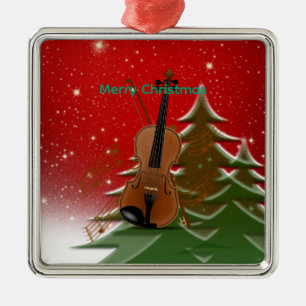 Viool op Kerstmis Keramische Versiering Metalen Ornament