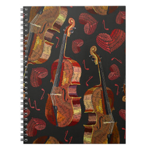 Viool rood hart muziek patroon notitieboek