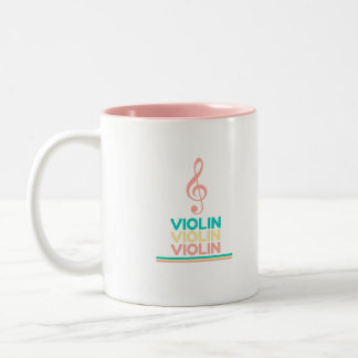 Viool Roze Treble Clef Tweekleurige Koffiemok