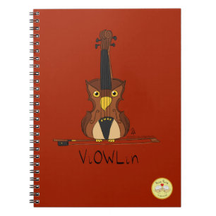 Viool Schattige Muzikant Kinderen Uil Notitieboek