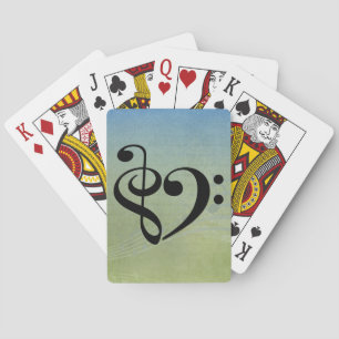 Viool Sleutel Bass Clef Hart Vintage Bladmuziek Pokerkaarten