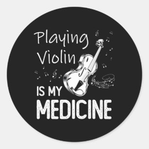 Viool spelen is mijn medicijnviolist ronde sticker