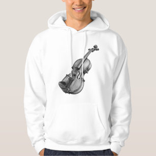 Viool tekening zwart-wit schets hoodie