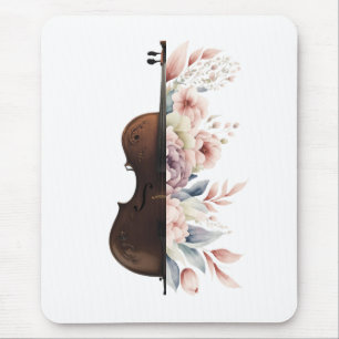 Viool tussen de bloemen. Boeket bloemen. Muismat