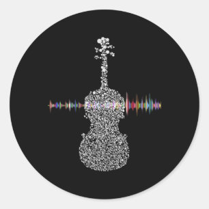 Viool Viola Cello Bas Muziek Geluidsgolf Ronde Sticker