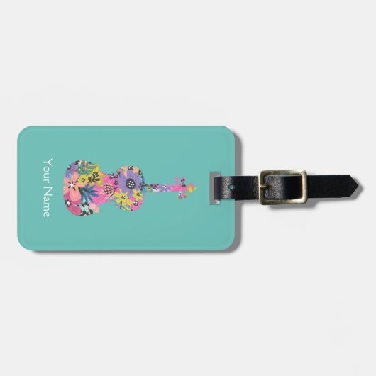 Viool / Viola Flower Hoesje Label / Gepersonalisee Bagagelabel (Voorkant horizontaal)
