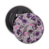 vioolbuisjes en roze vlinderpatroon button flesopener (Voorkant)
