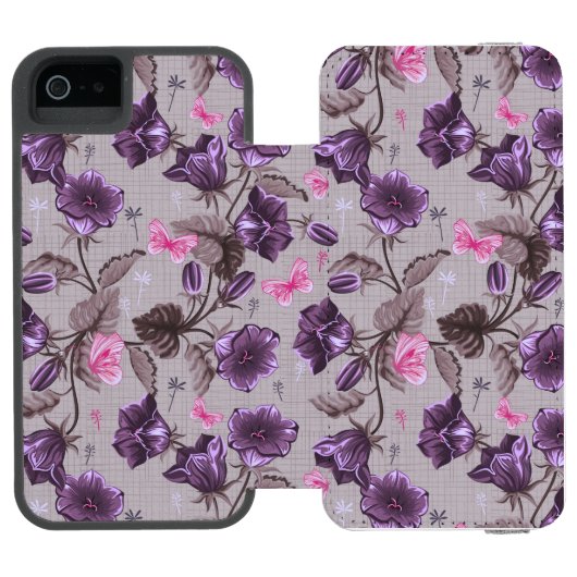 vioolbuisjes en roze vlinderpatroon incipio iPhone portemonnee hoesje (Agenda Open)