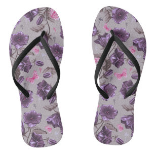 vioolbuisjes en roze vlinderpatroon teenslippers