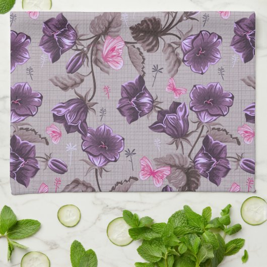 vioolbuisjes en roze vlinderpatroon theedoek (Gevouwen)