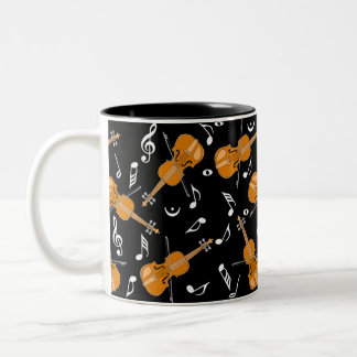 Vioolmuzieknootpatroon Tweekleurige Koffiemok