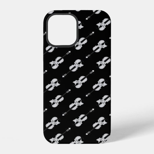 Vioolpatroon - Zwart en Wit iPhone Hoesje (Achterkant)