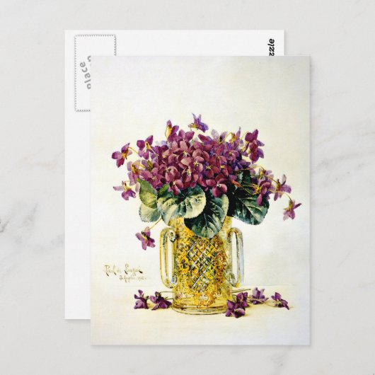 Viooltjes - Delicate paarse bloemen in een vaas Briefkaart (Voorkant / Achterkant)