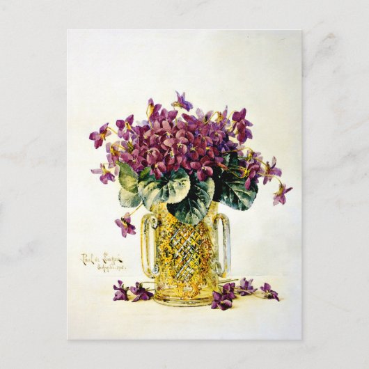 Viooltjes - Delicate paarse bloemen in een vaas Briefkaart (Voorkant)