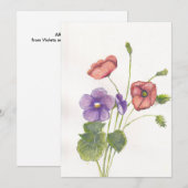 Viooltjes en papavers kaart (Voorkant / Achterkant)