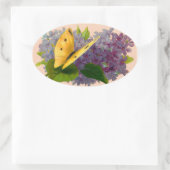  Viooltjes en Vlinder Ovale Sticker (Tas)