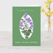 Viooltjes, februari verjaardagskaart, schoonmoeder kaart (Gele Bloem)