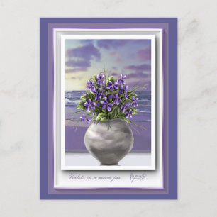 Viooltjes in een maanpot briefkaart