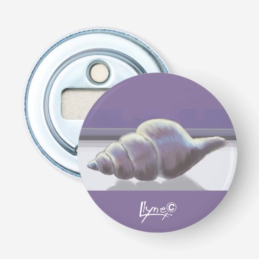 Viooltjes in een maanpot button flesopener (Voorkant)