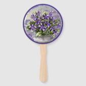 Viooltjes in een maanpot handwaaier (Achterkant)