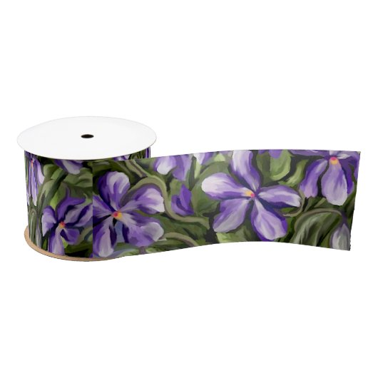 Viooltjes in een maanpot lint (Spoel)