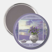 Viooltjes in een maanpot magneet (Voorkant / Achterkant)