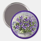 Viooltjes in een maanpot magneet (Voorkant / Achterkant)