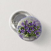 Viooltjes in een maanpot ronde button 3,2 cm (Voorkant /achterkant)