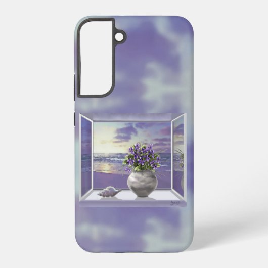 Viooltjes in een maanpot samsung galaxy hoesje (Achterkant)
