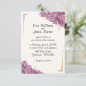 Viooltjes met gouden bruiloft uitnodiging (Staand voorkant)